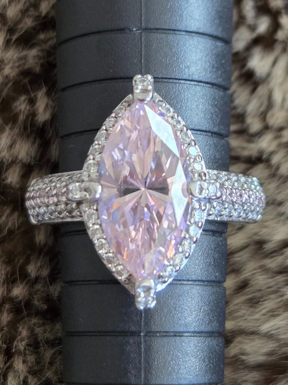 Epiphany Pink Cubic Zirconia Marquise Sterling Silver Ring